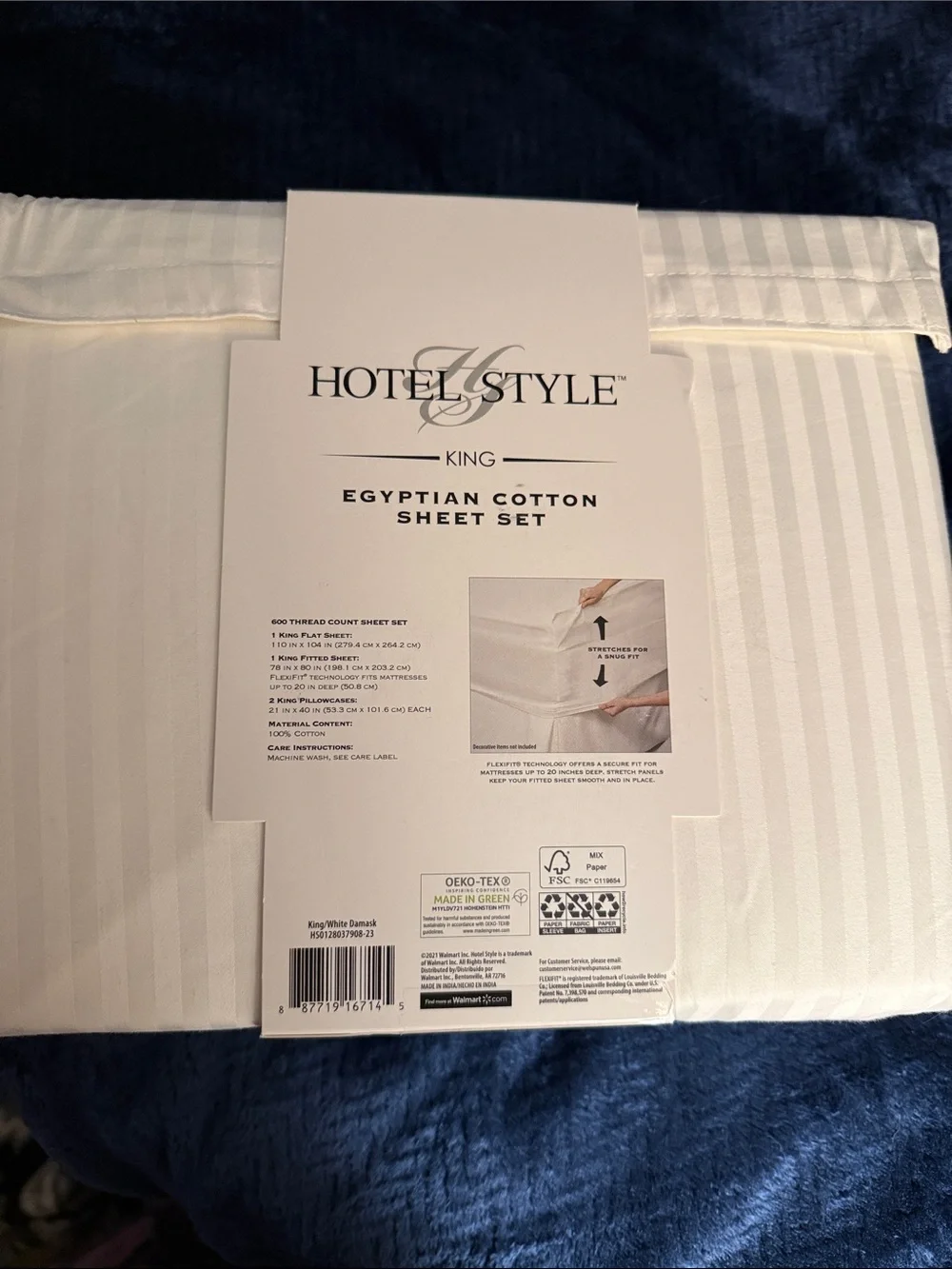 King Egyptian 600 Thread Count Cotton Sheet Set - White Damask Hotel Style